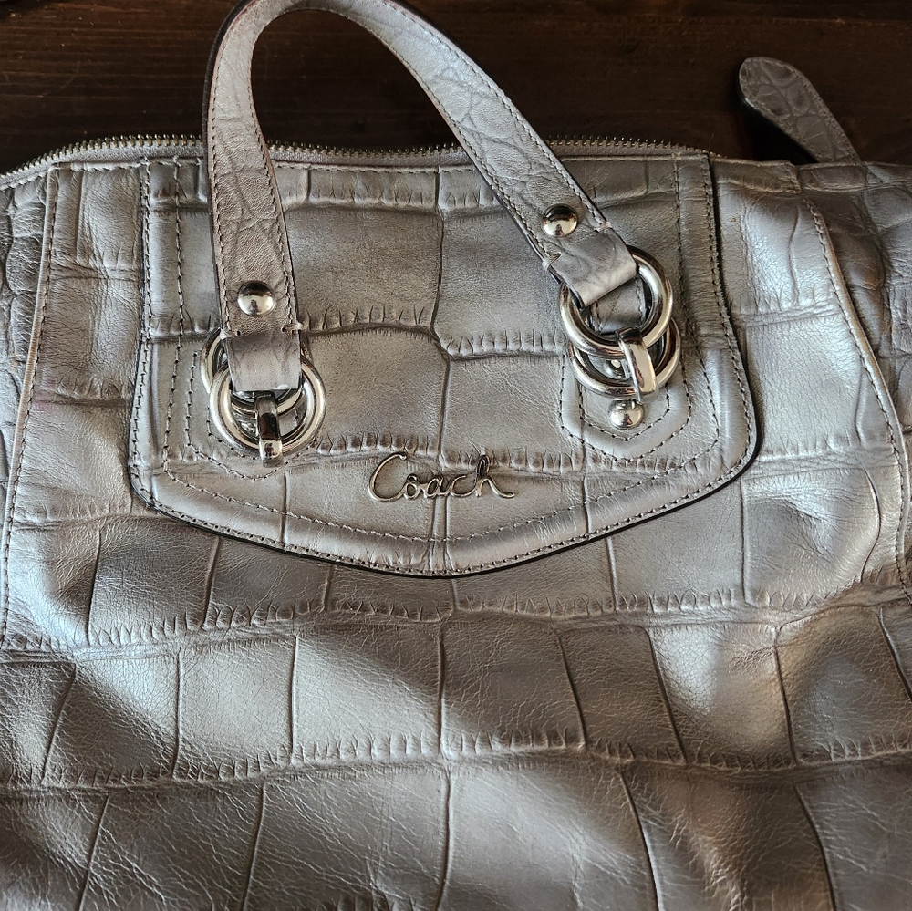 Coach Metallic Silver Shoulder Bag